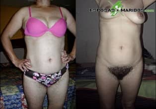 esposa peluda con y sin bikini